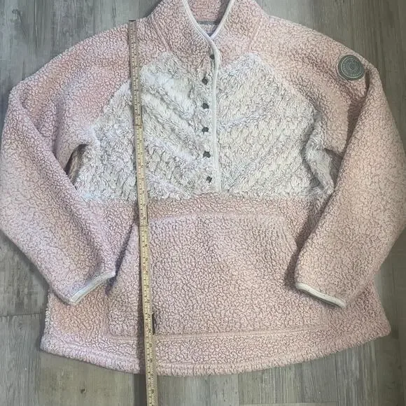 Simply Southern Pink Sherpa Pullover 1/4 snap Size XLarge - Picture 2 of 14
